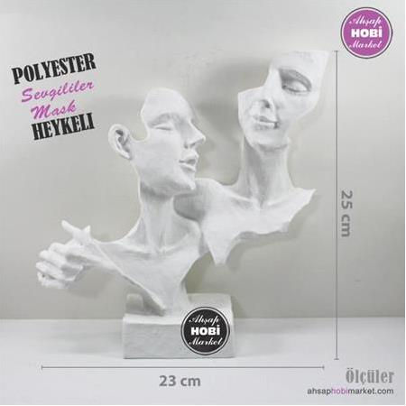 Polyester Sevgililer Mask Heykeli (25x23cm)