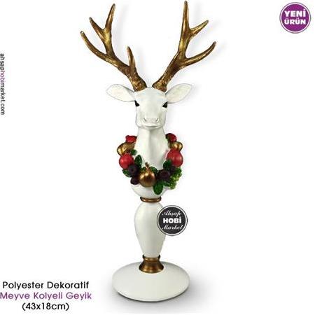 Polyester Dekoratif Geyik Biblo (43x18cm)