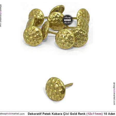Dekoratif Kabara Çivi Petek Gold (12x11mm) 10 Adet