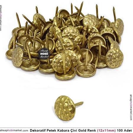 Dekoratif Kabara Çivi Petek Gold (12x11mm) 100 Adet
