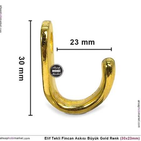 Elif Tekli Fincan Askısı Büyük Boy Gold (30x23mm)