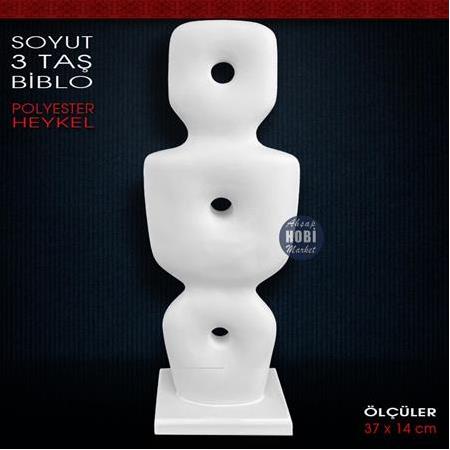 Polyester Modern Soyut 3 Taş Heykel Biblo (37x14 cm)