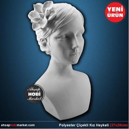 Polyester Çiçekli Kız Heykeli (37x20x20cm)