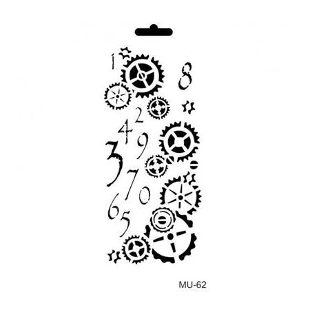Saat ve Zaman Temalı Stencil Şablon 10x25cm - MU62