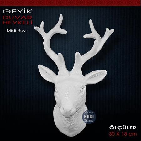 Geyik Duvar Heykeli Midi Boy (30x18 cm) Ham Polyester