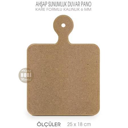 Ahşap Kare Sunumluk ve Duvar Pano (25x18 cm)