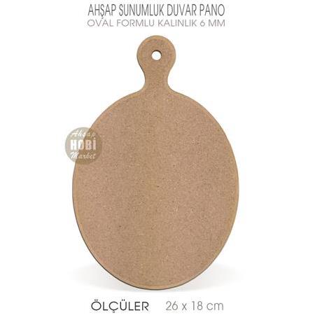 Ahşap Oval Sunumluk ve Duvar Pano (26x18 cm)