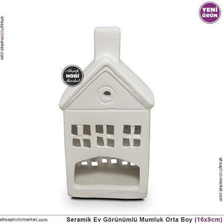 Seramik Ev Mumluk Orta Boy (16x9 cm) Ham Bisküvi