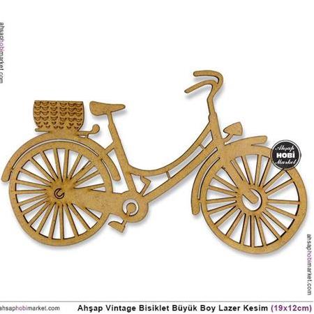 Ahşap Vintage Bisiklet Lazer Kesim (19x12cm)