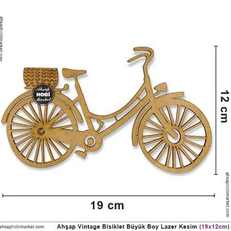 Ahşap Vintage Bisiklet Lazer Kesim (19x12cm)