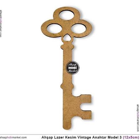 Ahşap Lazer Kesim Vintage Anahtar (12x5cm) THS06