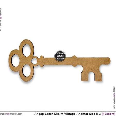 Ahşap Lazer Kesim Vintage Anahtar (12x5cm) THS06