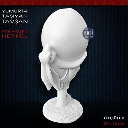 Yumurta Taşıyan Tavşan Biblo (27x16 cm) Ham Polyester