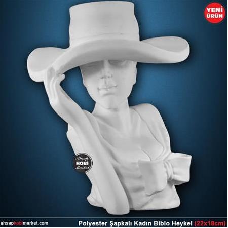 Polyester Şapkalı Kadın Heykeli (22x18cm)