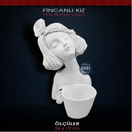 Polyester Fincan Saksılı Kız (24x19cm)