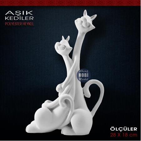 Aşık Kediler Biblo Heykel (28x18 cm) Ham Polyester