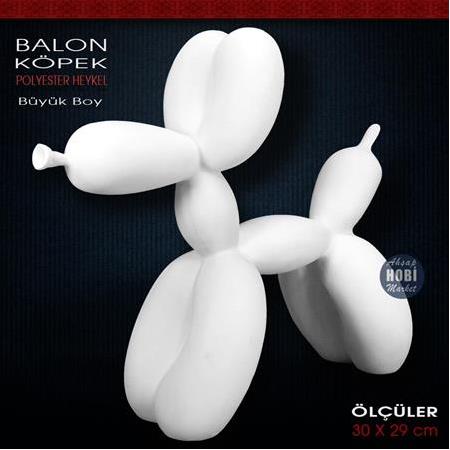 Balon Köpek Biblo Heykel Büyük (30x29 cm) Ham Polyester