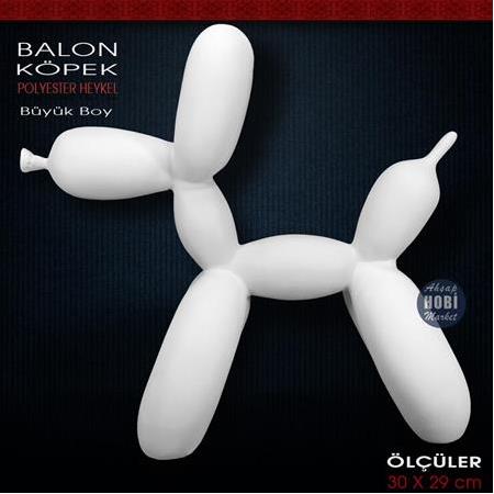Balon Köpek Biblo Heykel Büyük (30x29 cm) Ham Polyester