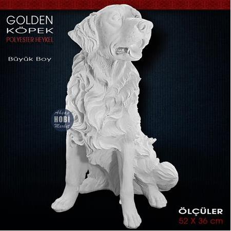Golden Köpek Heykeli Dev Boy (52x36 cm) Ham Polyester