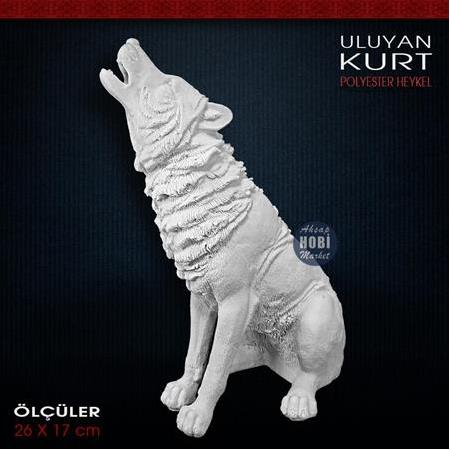 Uluyan Kurt Heykel Biblo (26x17 cm) Ham Polyester