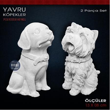 Yavru Köpekler Biblo Seti (2 Parça) Ham Polyester