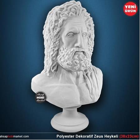 Polyester Dekoratif Zeus Heykeli (38x23cm)