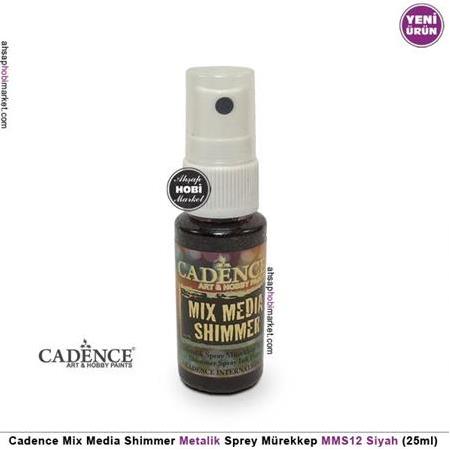 Cadence Mix Media Shimmer Siyah Metalik Sprey MMS12 Mürekkep