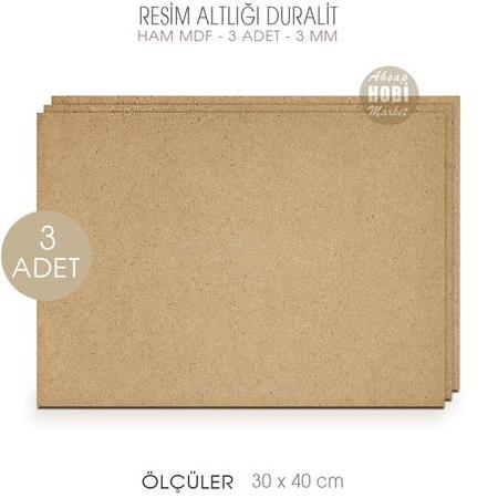 Resim Altlığı Duralit Panel 3 Adet (30x40 cm) Ham Mdf 3 mm
