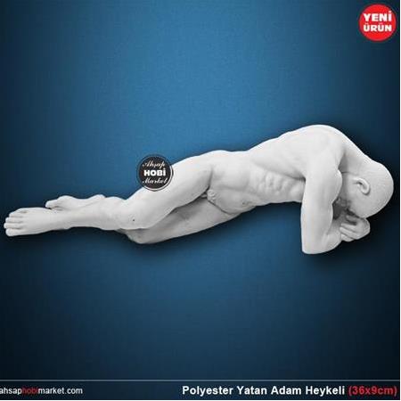 Polyester Yatan Adam Heykeli (36x10cm)