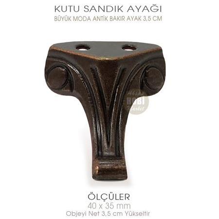 Büyük Kutu Sandık Ayağı Moda Model (40x35 mm) Antik Bakır