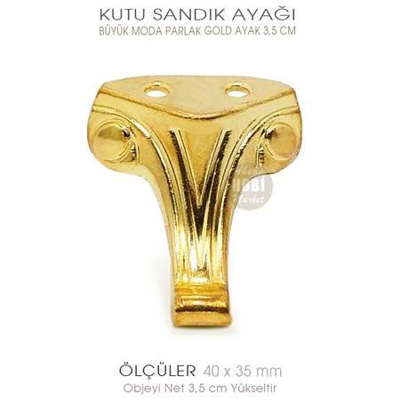 Büyük Kutu Sandık Ayağı Moda Model (40x35 mm) Parlak Gold