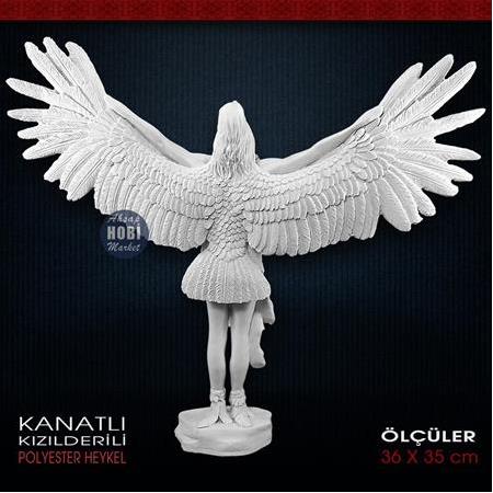 Kanatlı Kızılderili Heykeli (36x35cm) Ham Polyester