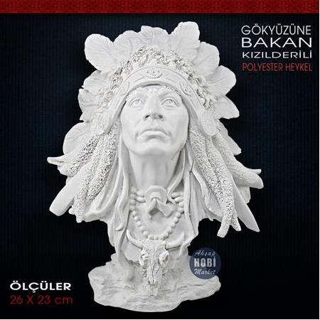 Kızılderili Heykeli Gökyüzüne Bakan (26x23 cm) Ham Polyester