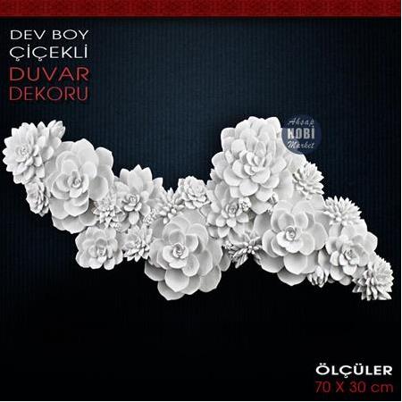 Çiçek Duvar Dekoru Dev Boy (70x30 cm) Ham Polyester