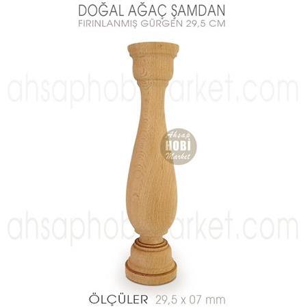 Ahşap Şamdan Mumluk Orta Boy (29,5X7 cm) Doğal Ağaç