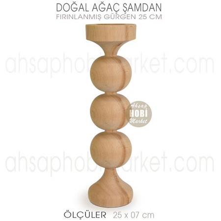 Ahşap Şamdan Mumluk Büyük Boy (25X7 cm) Doğal Ağaç