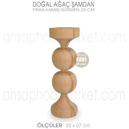 Ahşap Şamdan Mumluk Orta Boy (20X7 cm) Doğal Ağaç