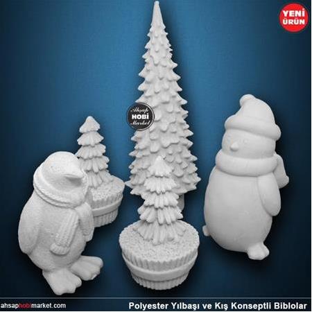 Bereli Atkılı Penguen Biblo (12x8 cm) Ham Polyester