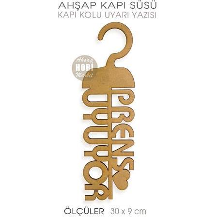 Prens Uyuyor Kapı Kolu Uyarı Yazısı (30x9 cm)
