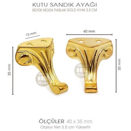 Büyük Kutu Sandık Ayağı Moda Model (40x35 mm) Parlak Gold