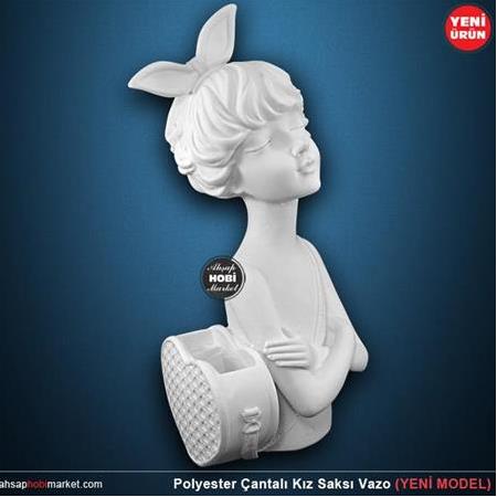 Polyester Çantalı Kız Saksı Vazo (34x17cm)
