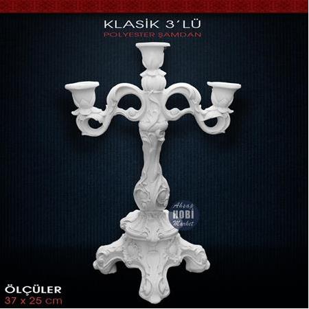 Üçlü Klasik Polyester Şamdan - SM1102
