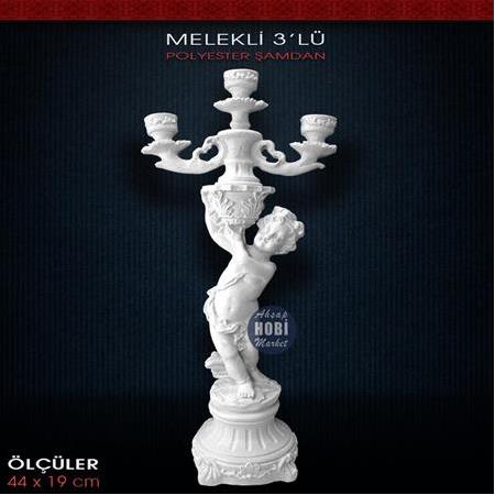Polyester 3 Kollu Melekli Şamdan (44x19cm) ŞD03