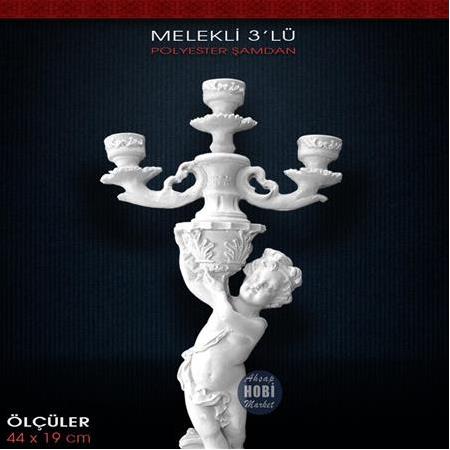 Polyester 3 Kollu Melekli Şamdan (44x19cm) ŞD03