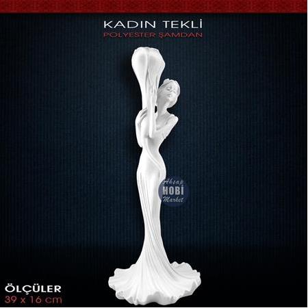 Polyester Kızlı Şamdan Mumluk (39x16cm)
