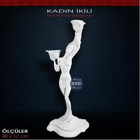 Polyester Kızlı Şamdan Mumluk Büyük (40x17cm) SM1101