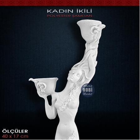 Polyester Kızlı Şamdan Mumluk Büyük (40x17cm) SM1101