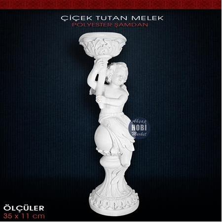 Çiçek Tutan Melek Şamdan Mumluk (35x11cm)
