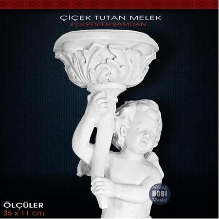 Çiçek Tutan Melek Şamdan Mumluk (35x11cm)