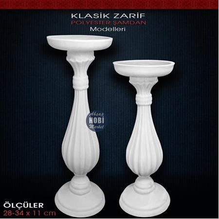 Klasik Zarif Şamdan Mumluk (34x11cm) Büyük Boy